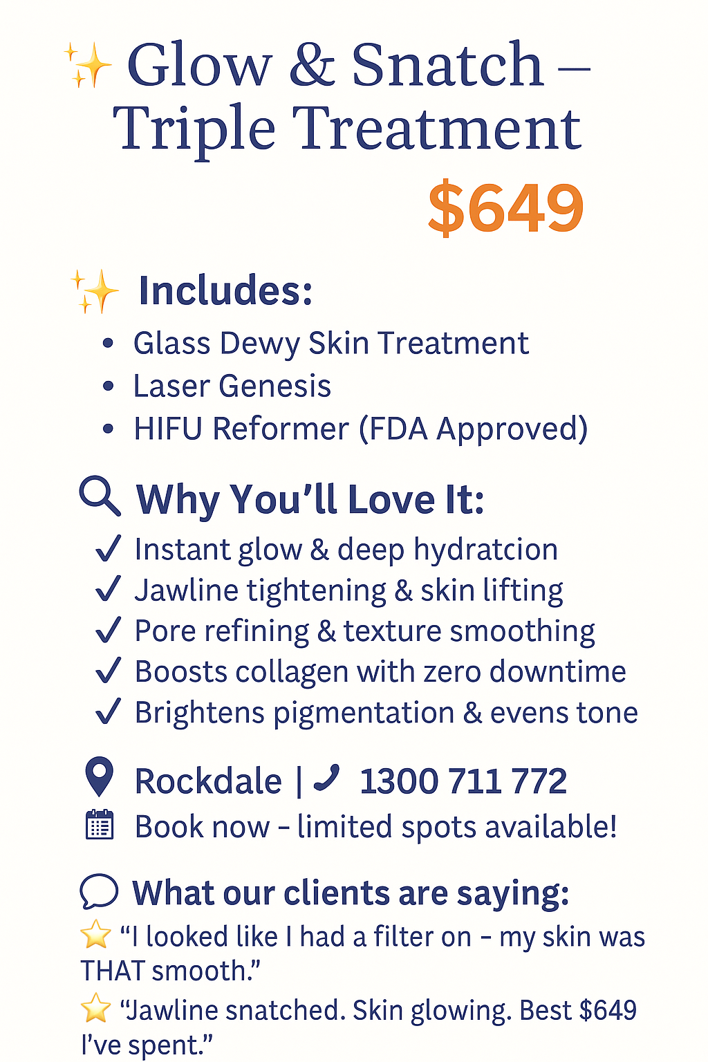 ✨ Glow &amp; Snatch – Triple Treatment Package